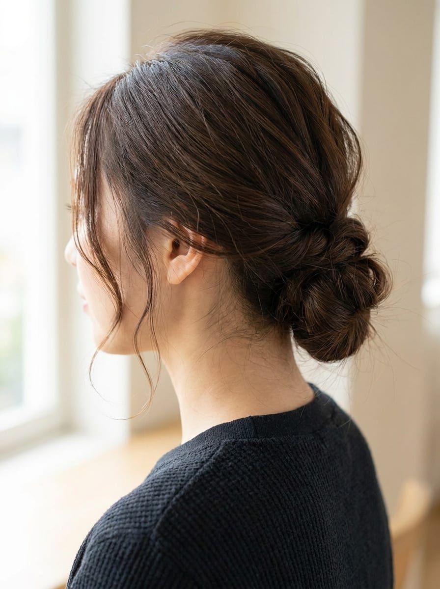 Klassischer Low Bun - Hochsteckfrisur für mittellange Haare